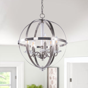 5-Light Candle Style Globe Chandelier Vintage Silver