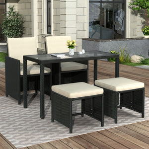 TOPMAX 5-Piece Rattan Outdoor Patio Furniture Set