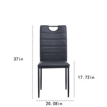 Load image into Gallery viewer, A set of 4 leather dining chairs with cushion and high back, painted metal legs, suitable for dining room, kitchen and living room X4 (BLACK)
