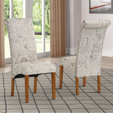 Load image into Gallery viewer, Chairs, Set of 2 Uphostered Kitchen Dining Chairs w/Wood Legs, Padded Seat, Linen Fabric, Nails, Dining Chairs, Ideal for Dining Room, Kitchen, Living Room
