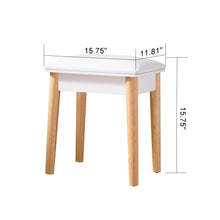 Load image into Gallery viewer, Wooden Vanity Stool Makeup Dressing Stool with PU Seat,White
