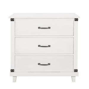 Modern Bedroom Nightstand with 3 Drawers Storage , White