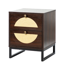 Load image into Gallery viewer, Leucosia 2-Drawer Nightstand with Black Metal Base
