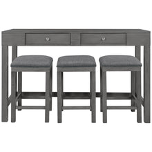 Load image into Gallery viewer, TOPMAX 4-Piece Counter Height Table Set with Socket and Fabric Padded Stools, Gray
