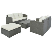Load image into Gallery viewer, TOPMAX Outdoor Patio 5-Piece All-Weather PE Wicker Rattan Sectional Sofa Set with Multifunctional Table and Ottoman, Gray Wicker+ Beige Cushion
