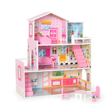 Load image into Gallery viewer, Wooden Dollhouse with Furniture, Doll House Playset for Kids
