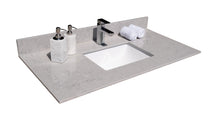 Load image into Gallery viewer, Montary 43 inches bathroom stone vanity top calacatta gray engineered marble color with undermount ceramic sink and single faucet hole with backsplash
