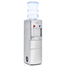 Load image into Gallery viewer, Water Dispenser with Built-In Ice Maker, 2 in 1 Top Loading Water Cooler, Hot &amp; Cold Water, Child Safety Lock, Silver
