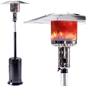 Outdoor Patio Propane Heater with Portable Wheels 47,000 BTU 88 inch Standing Gas Outside Heater Stainless Steel Burner Commercial & Residential  Hammered Black for Party Restaurant Garden Yard-Black