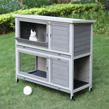 Load image into Gallery viewer, Indoor Rabbit Hutch with Wheels, Outdoor Rabbit Cage with Pull Out Trays, Movable Bunny Hutch, 2 Story Guinea Pig Cage, Large Rabbit House

