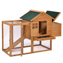 Load image into Gallery viewer, TOPMAX 123.6&quot; Large Outdoor Wooden Chicken Coop Poultry Cage Rabbit Hutch Small Animal House with 2 Ramps for 6 Chickens, Natural Color
