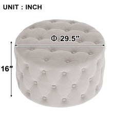 Load image into Gallery viewer, [New] 29.5&quot;Wide Classic Button Tufted Velvet Round Ottoman Living Room Footrest Without Storage
