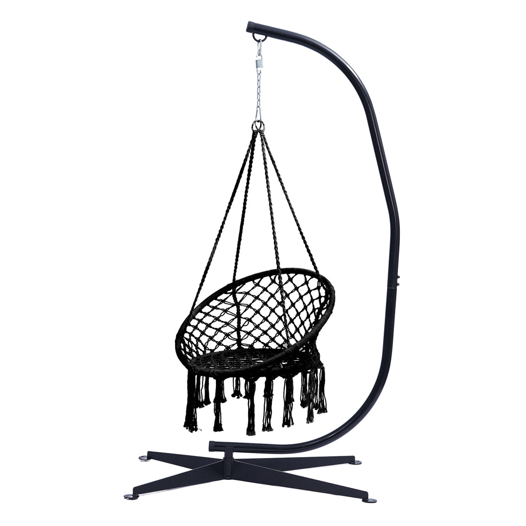 Hammock Chair with Stand - Indoor or Outdoor Use - Durable 300 Pound Capacity,Black And Black