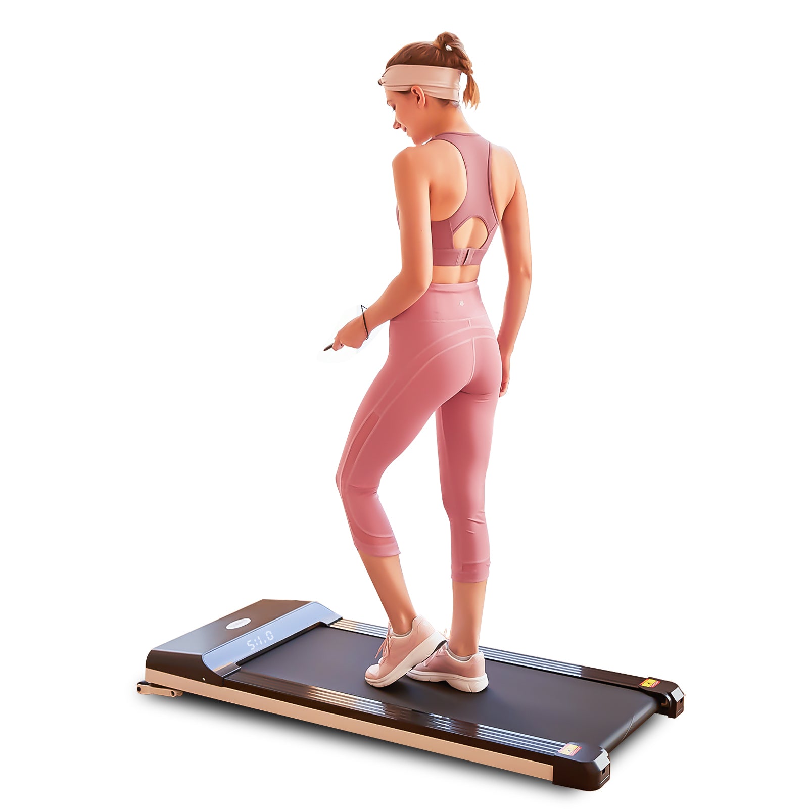 Portable Treadmill Under Desk Walking Pad Flat Slim Treadmill with LED ChinotiFurniture