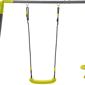 2 in 1 Metal Swing Set for Backyard, Heavy Duty A-Frame, Height Adjustment