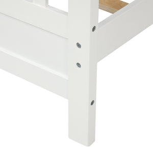 Wood Platform Bed with Headboard and Footboard, Full (White)