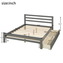 Load image into Gallery viewer, Wood platform bed with two drawers, full (gray)
