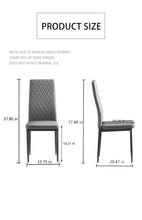 Load image into Gallery viewer, White modern minimalist dining chair fireproof leather sprayed metal pipe diamond grid pattern restaurant home conference chair set of 4
