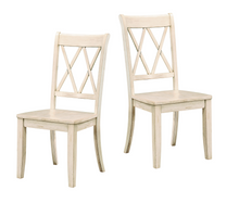 Load image into Gallery viewer, Casual White Finish Chairs Set of 2 Pine Veneer Transitional Double-X Back Design Dining Room Chairs
