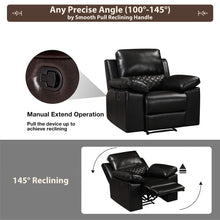 Load image into Gallery viewer, Welike Modern Design Brown Air Leather and PVC Manual Recliner Chair Home Theater Seating for Bedroom &amp; Living Room（The color is a black with a little brown, you can call it dark brown）
