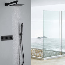 Load image into Gallery viewer, Trustmade 2 Functions Complete Shower Fixtures, 3 Knob Handles Complete Shower Systems, 10 inches Matt Black - 2W03
