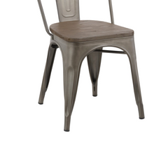 Load image into Gallery viewer, Industrial wood Metal Antique Bronze Rustic Distress Dining Bistro Side Chair-4
