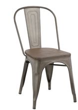 Load image into Gallery viewer, Industrial wood Metal Antique Bronze Rustic Distress Dining Bistro Side Chair-4
