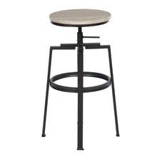 Load image into Gallery viewer, Backless Adjustable Height Bar Stools with Metal Legs, Oak seat, Set of 2
