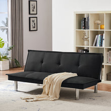 Load image into Gallery viewer, Black Fabric Sofa Bed ， Convertible Folding Futon Sofa Bed Sleeper for Home Living Room .
