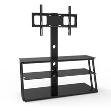 Load image into Gallery viewer, Black Multi-Function Angle And Height Adjustable Tempered Glass  TV Stand
