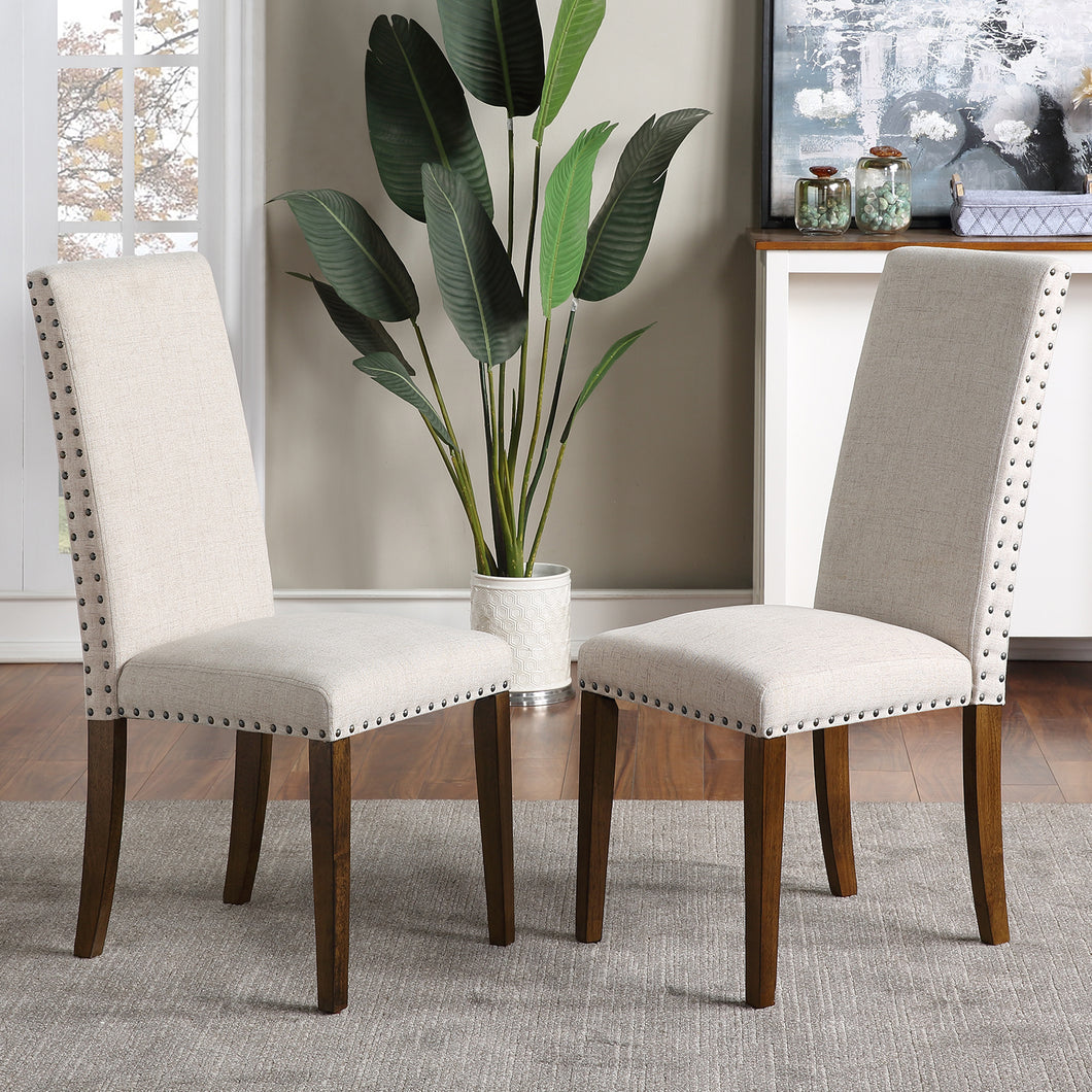 Orisfur. Upholstered Dining Chairs - Dining Chairs Set of 2 Fabric Dining Chairs with Copper Nails