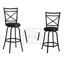 Load image into Gallery viewer, Vintage Industrial Counter Height Bar Stools Set of 2, Swivel Barstools with Metal Back for Kitchen Island, 26 Inch Height Round Seat
