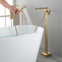 Load image into Gallery viewer, Waterfall Freestanding Single Handle Floor Mounted Clawfoot Tub Faucet with Handshower
