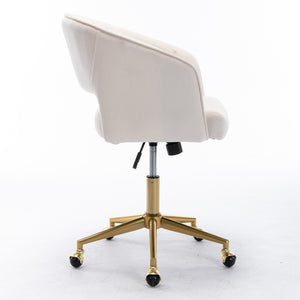 Hengming Home Office Computer Desk Chair  ,Velvet Accent Armchair,Adjustable Swivel Task Stool with Gold Plating Base