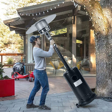 Load image into Gallery viewer, 46000BTU Propane Black powder coated Iron Mushroom Outdoor Patio Heater, with Two Smooth-rolling Wheels,with Hose Set,with Black Cover
