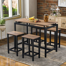 Load image into Gallery viewer, TREXM 5-Piece Kitchen Counter Height Table Set, Dining Table with 4 Chairs (Dark Brown)
