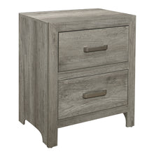 Load image into Gallery viewer, Transitional Aesthetic Bedroom Nightstand Faux Wood Veneer Weathered Gray Finish Nickel Hardware Bed Side Table
