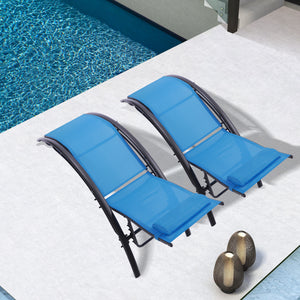 2PCS Set Chaise Lounges Outdoor Lounge Chair Lounger Recliner Chair For Patio Lawn Beach Pool Side Sunbathing