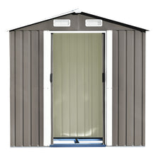 Load image into Gallery viewer, TOPMAX Patio 6ft x4ft Bike Shed Garden Shed, Metal Storage Shed with Lockable Door, Tool Cabinet with Vents and Foundation for Backyard, Lawn, Garden, Gray
