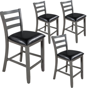 TREXM Set of 4 Wooden Counter Height Dining Chair with Padded Chairs, Gray