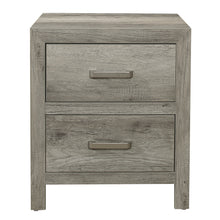 Load image into Gallery viewer, Transitional Aesthetic Bedroom Nightstand Faux Wood Veneer Weathered Gray Finish Nickel Hardware Bed Side Table
