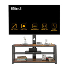 Load image into Gallery viewer, Wooden Storage Tv Stand Black Tempered Glass Height Adjustable Universal Swivel Entertainment Center With Mount TV Stand
