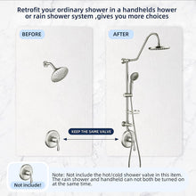 Load image into Gallery viewer, Shower System with Rain Showerhead, 5-Function Hand Shower, Adjustable Slide Bar and Soap Dish, Brushed Nickel Finish
