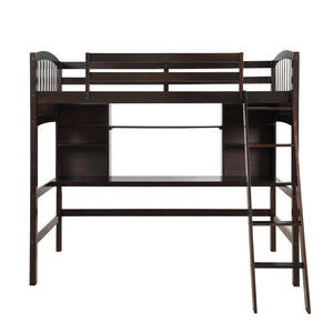 Twin size Loft Bed with Storage Shelves, Desk and Ladder, Espresso(old  SKU: LP000040PAA,LP000040AAP)