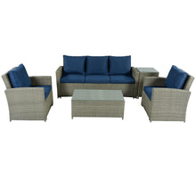 Load image into Gallery viewer, U_Style 5 Piece Rattan Sectional Seating Group with Cushions and table, Patio Furniture Sets, Outdoor Wicker Sectional
