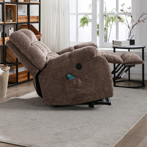 Electric lift recliner with heat therapy and massage, suitable for the elderly, heavy recliner, with modern padded arms and back, taupe