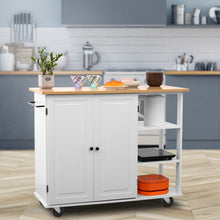 Load image into Gallery viewer, Kitchen Island Cart Wood Kitchen Islands with Large Trolley Cart with Large Cabinet, Towel Rack, Kitchen and Dining Room Utensils Organizer on Wheels
