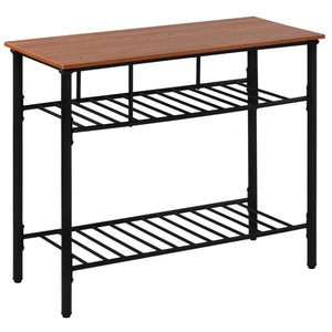 TOPMAX Rustic Farmhouse Counter Height Dining Kitchen Kitchen Island Prep Table, Kitchen Storage Rack with Worktop and 2 Shelves, Brown