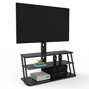 Black Multi-Function Angle And Height Adjustable Tempered Glass  TV Stand