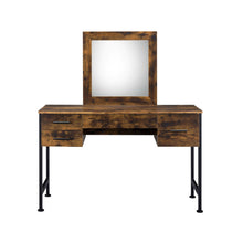 Load image into Gallery viewer, ACME Juvanth Vanity Desk &amp; Mirror in Rustic Oak &amp; Black Finish 24267
